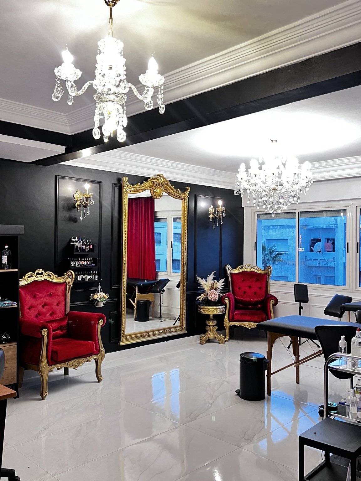 The clean tattoo workroom at Atelier Noir